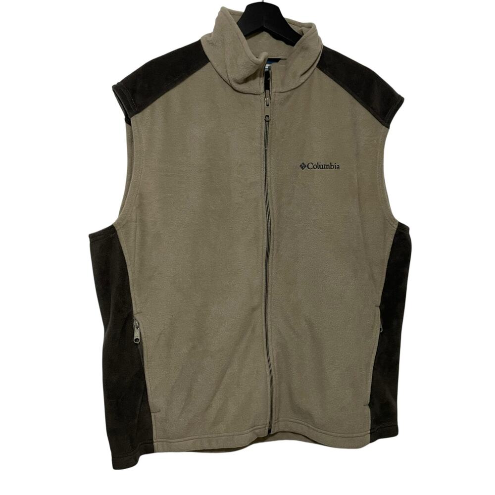 Columbia Mens Fleece Vest Size XL Full Zip Fleece Vest Steens Mountain Beige